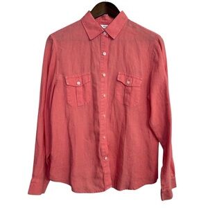 Talbots Irish linen shirt women's medium casual beachy coastal Hawaiian tropical